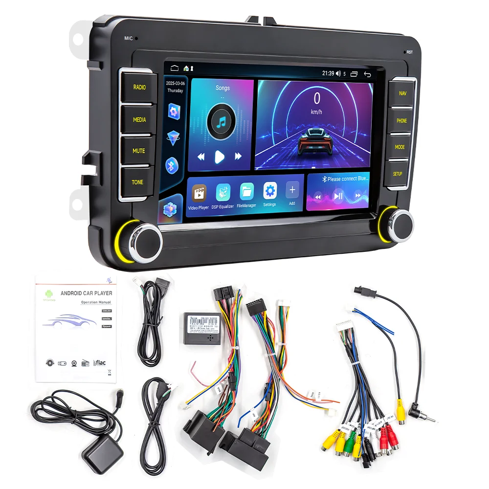 BQCC 7 بوصة HD سيارة مشغل وسائط متعددة واي فاي نظام تحديد المواقع أبل CarPlay لفولكس واجن Www CC باسات B7 بولو جولف 5 6 جيتا Mk5 mk6