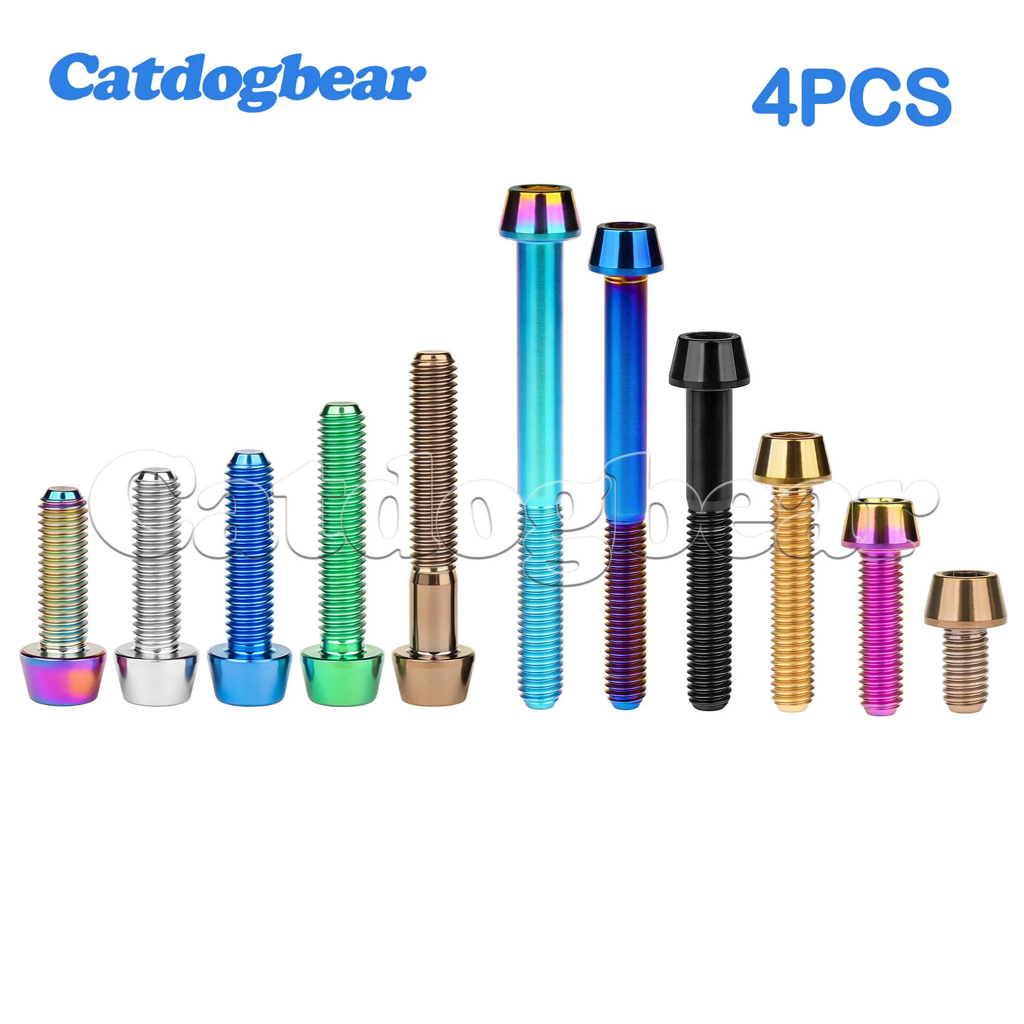 Catdogbear Titanium Bolts 4PCS M5x9 --- 60mm Brake Ti Cone Hexagon Socke Screws for Bike Disc