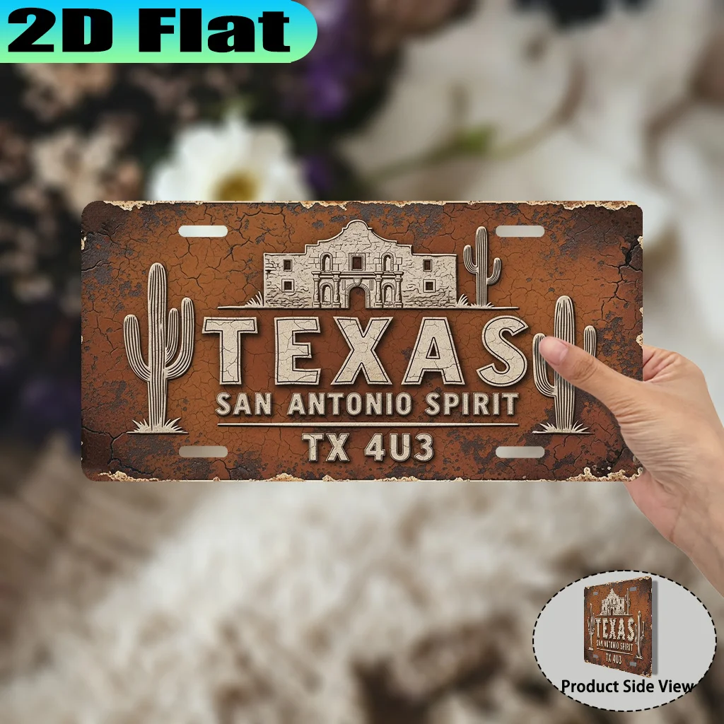 2D Flat,1pc, Texas San Antonio Spirit Vintage Aluminum Sign (12 X 6in), Decorative Purposes Only, Western Festival Gift,Bro Gift