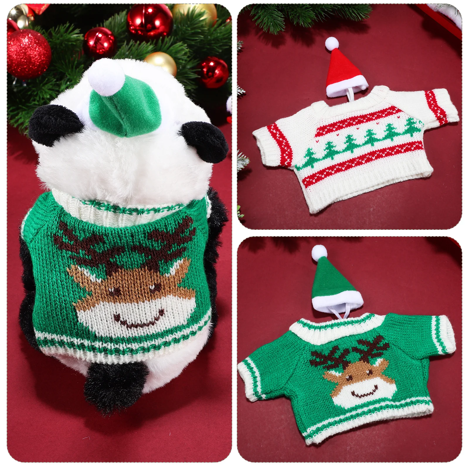

1Set Small Pet Costume Set Christmas Outfit Guinea Pig Bunny Winter Sweater Xmas Hat Guinea Pig Clothes Bunny Clothes