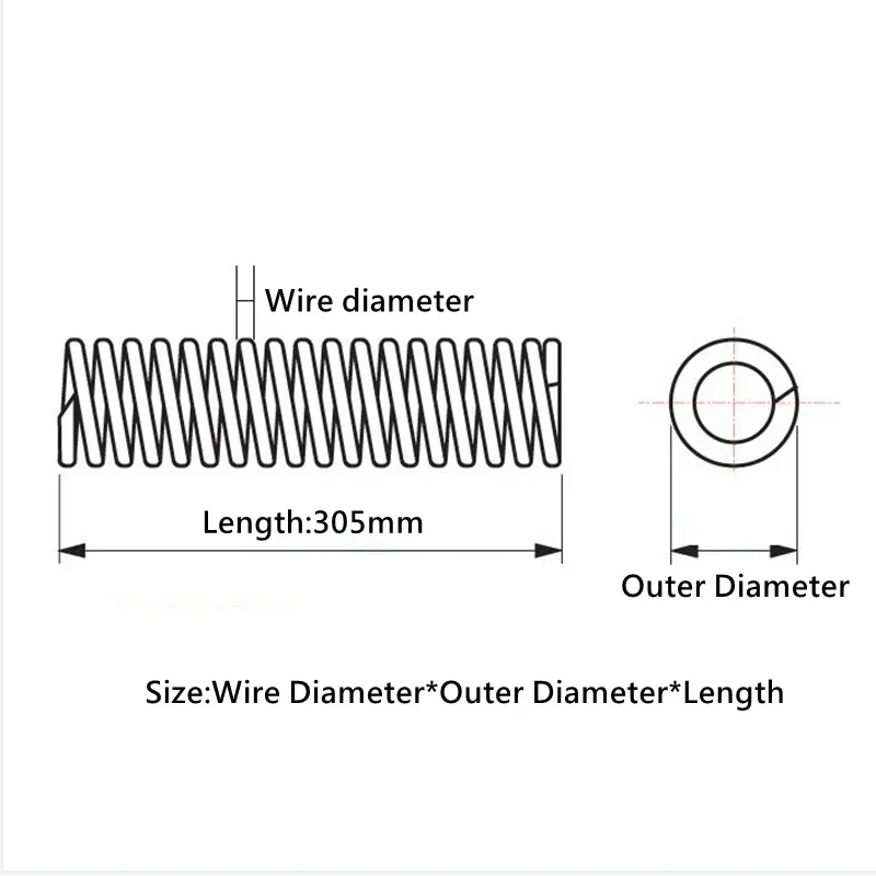 1pcs Length305mm 304 Stainless Steel Compression Spring Return Spring Steel Wire Diameter0.3-1.2mm Outer diameter 3-16mm