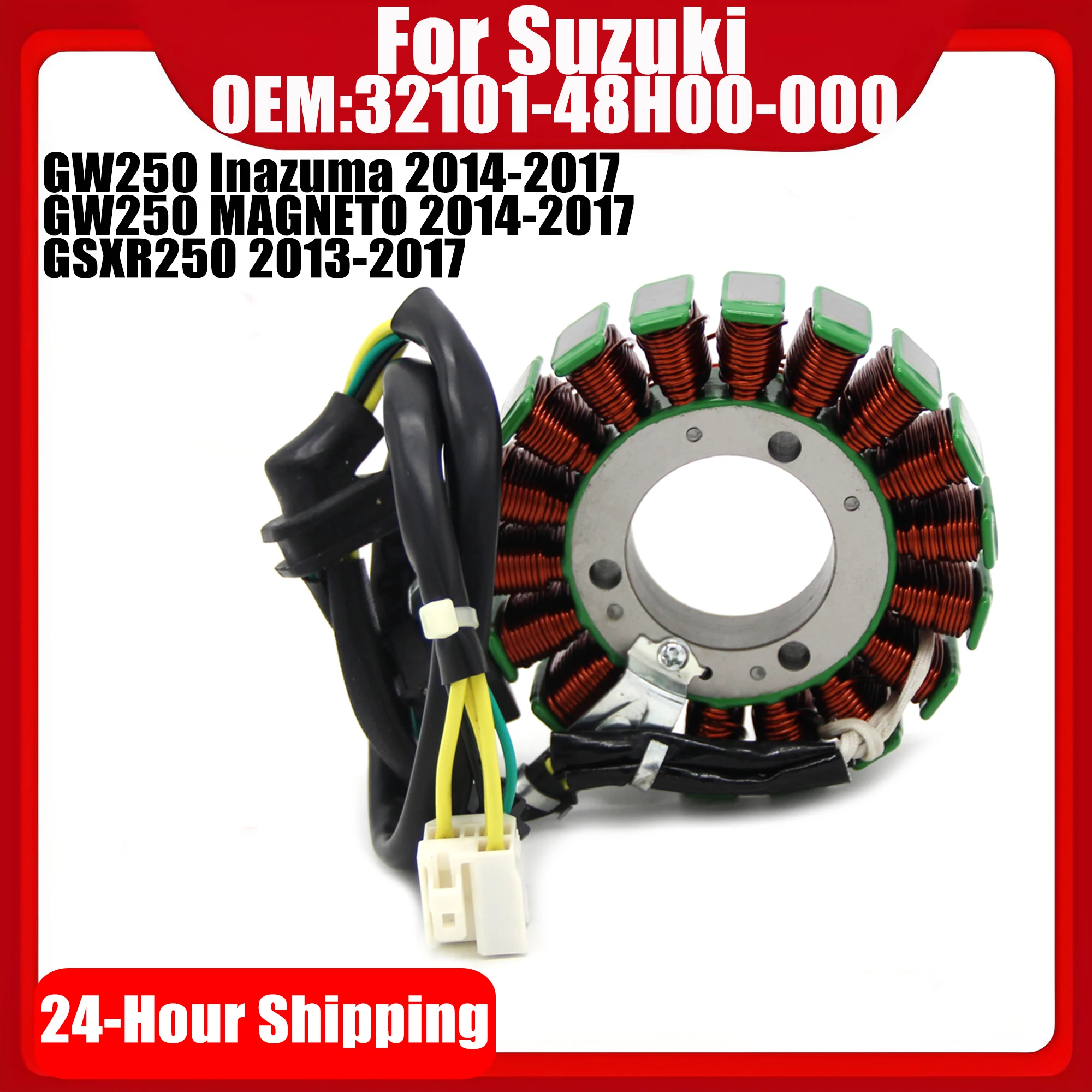 

Generator Magneto Stator Coil For Suzuki GW250 Inazuma GW 250 Magneto 2014-2017 DL250 GSXR250 2013-2017 32101-48H00-000