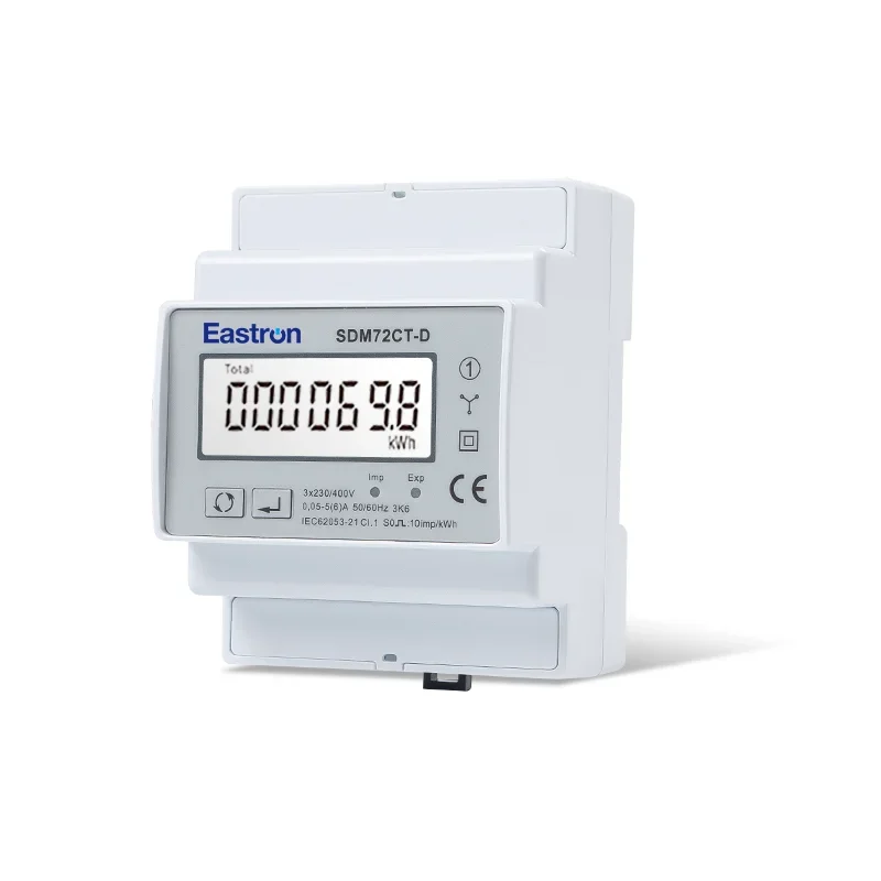 Imagem -04 - Medidor da Energia do Trilho do Ruído Trifásico Quatro Fios Medidor do Kwh 1a 5a ct Conectado Saída do Pulso Não-mid Sdm72ct-d