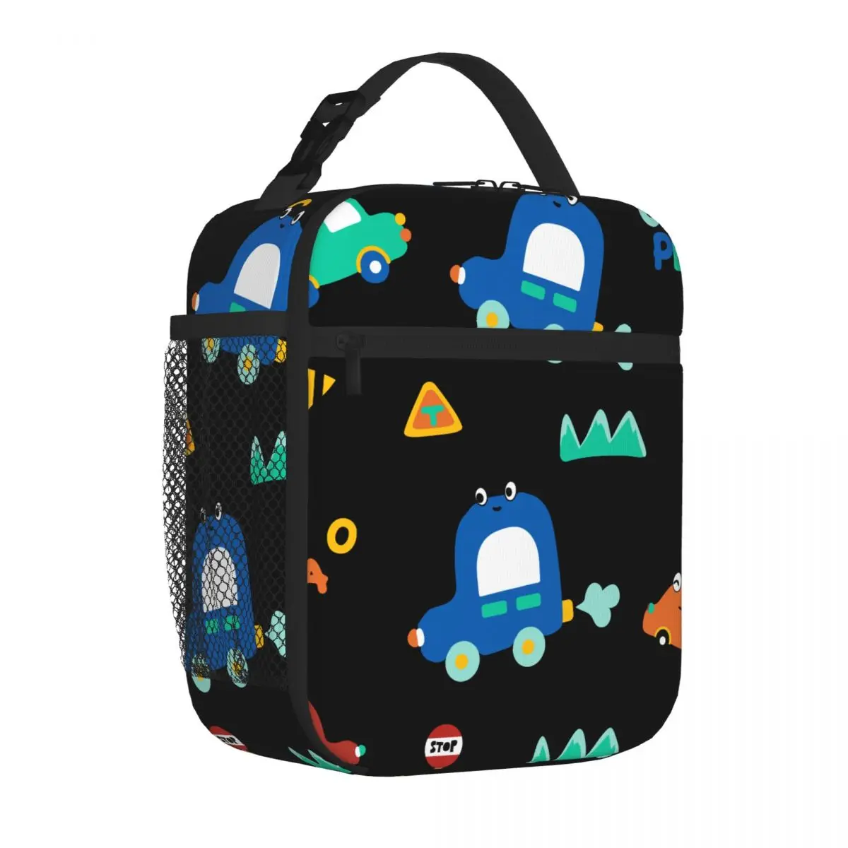 Bestselling Cute Cartoon Car Denim Style Carry Lunch Bag Garden Party Camping Lunch Bag