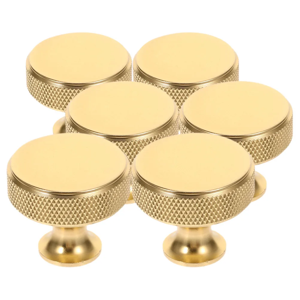 

6pcs Golden Wardrobe Handles Dresser Knobs for Cabinet Furniture Decor Round Shape Easy Installation
