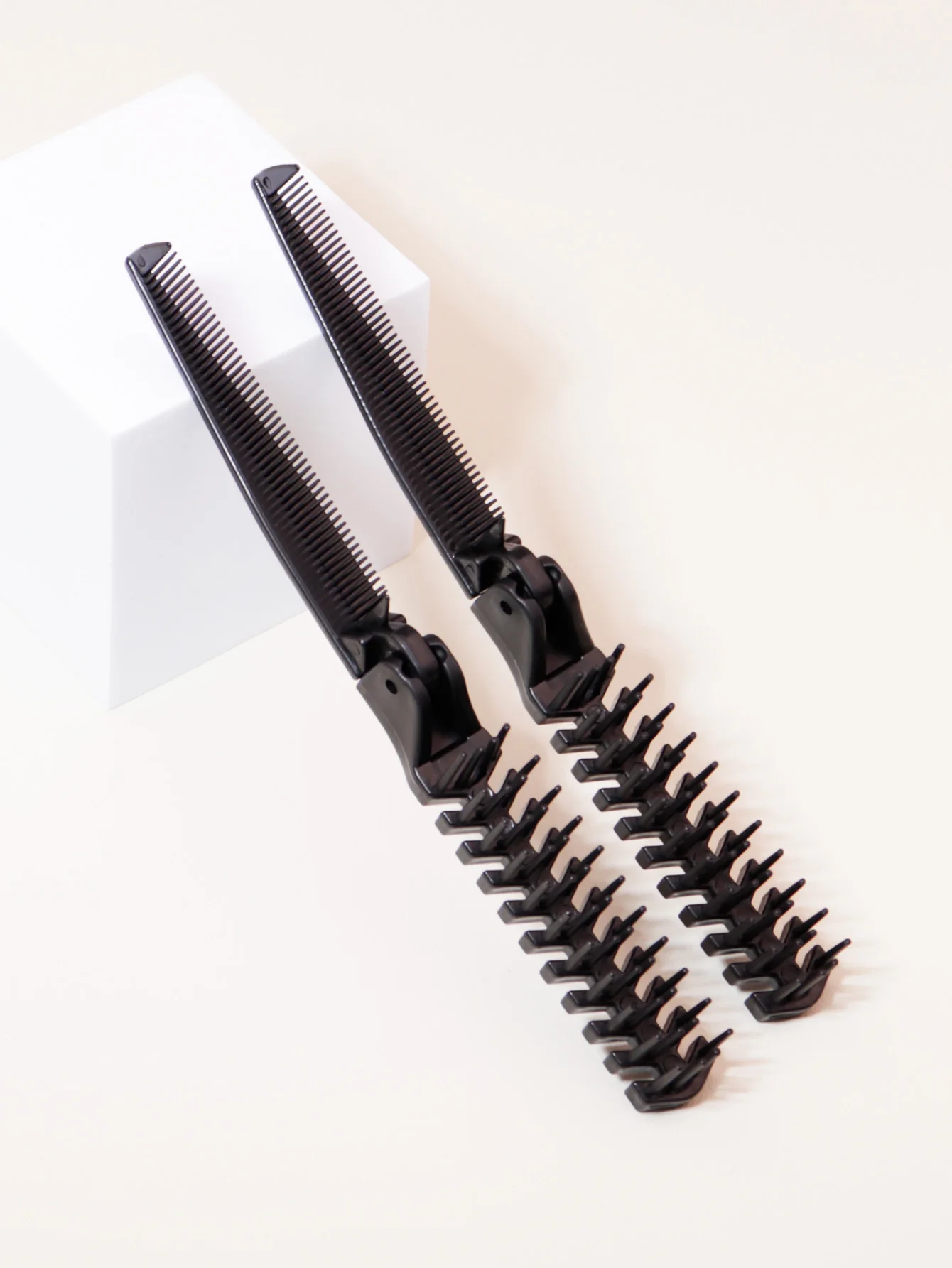 2pcs folding brush set, pocket comb, anti-static hair comb, double headed comb, portable travel comb