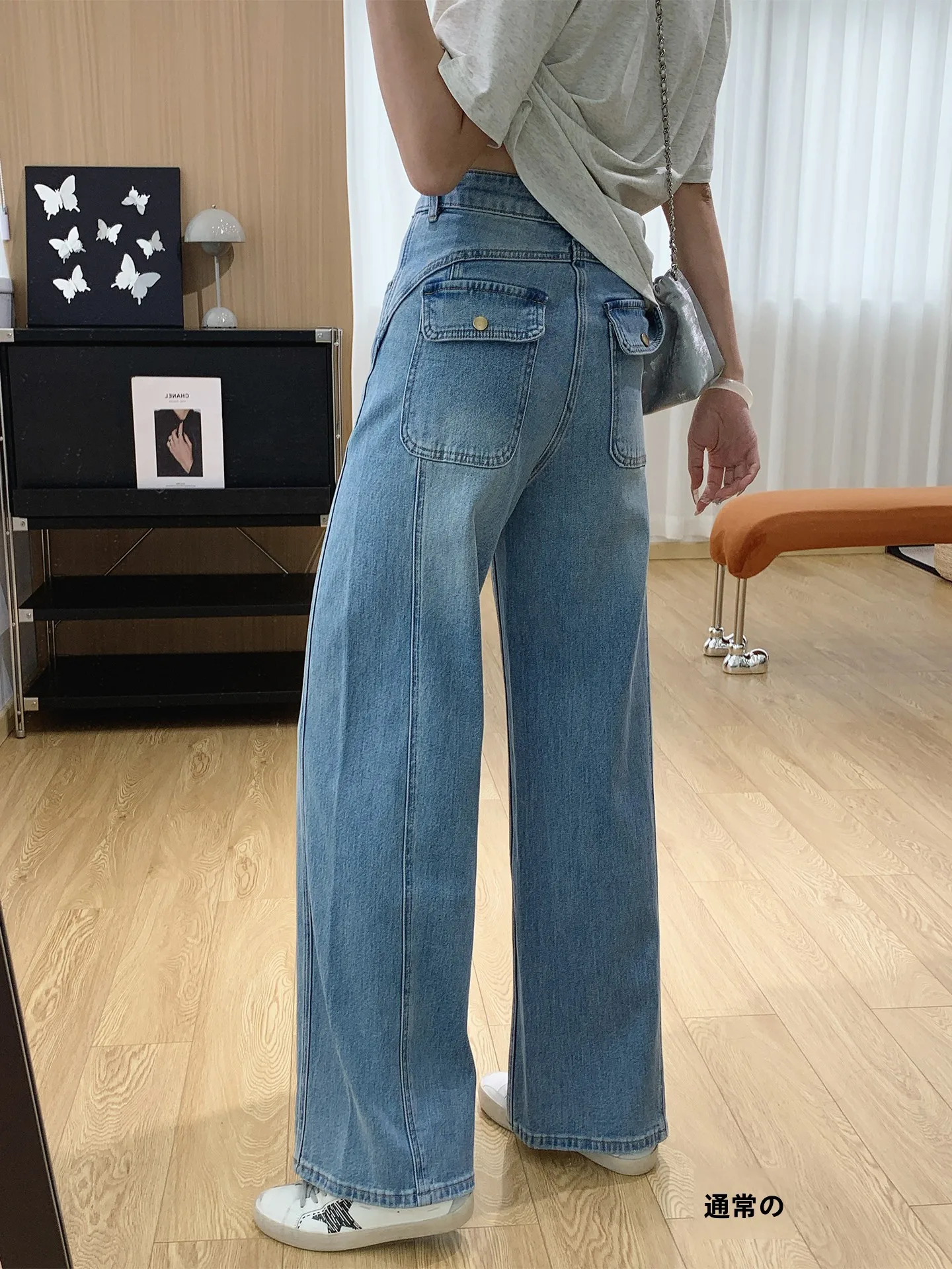 

Женские джинсы с высокой талией, прямые, свободные, широкие штанины, из эластичного мягкого хлопка, на молнии, весна-лето