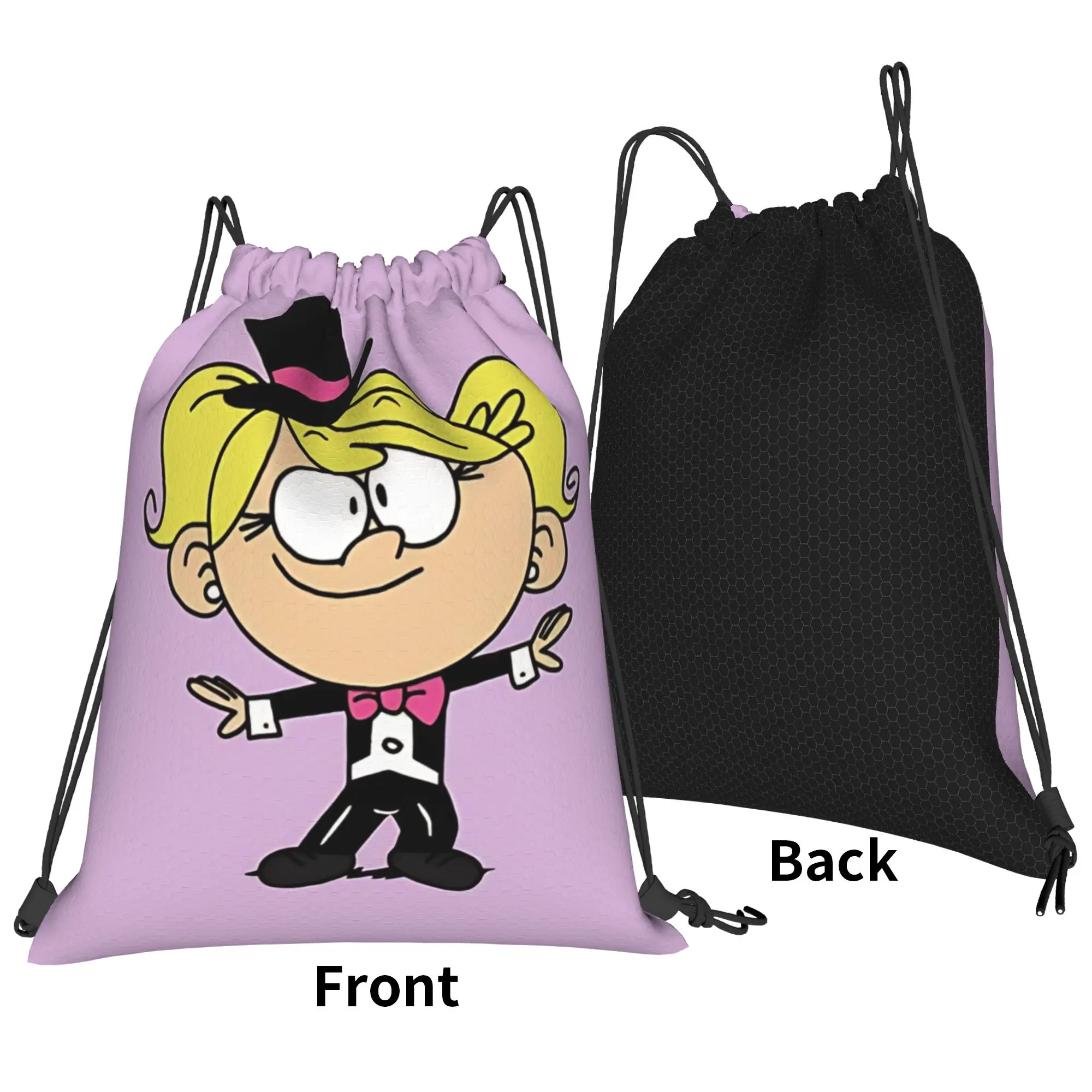 The loud house casual cartoon  Portable Hiking Riding Gym Drawstring Storage Sporty Backpacks