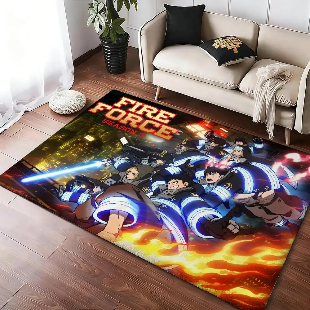F-Fire Force Anime Floor Mat Soft Thickened Absorbent Non-Slip Bedroom Living Room Door Mat Home Decor Flannel Rugs