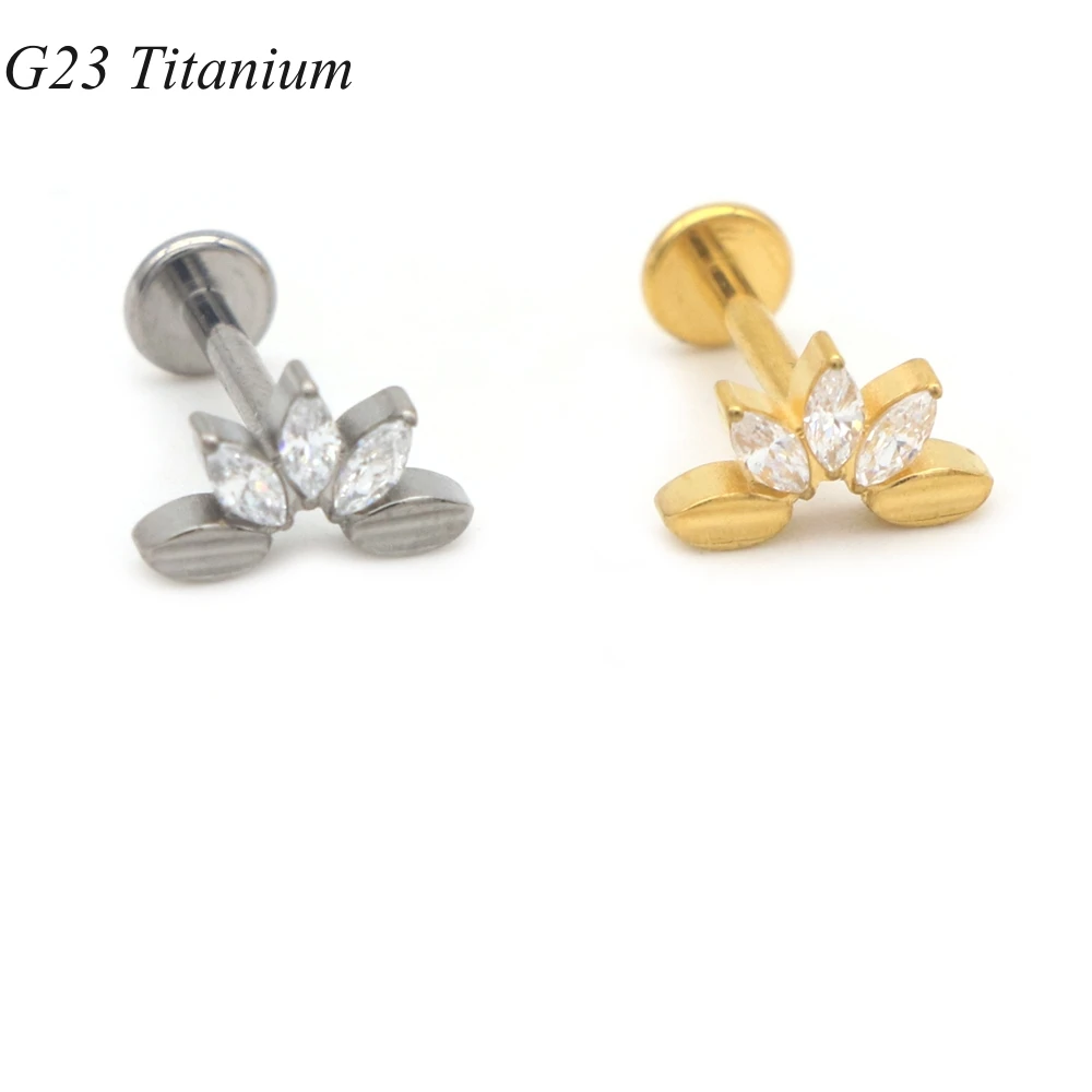 10pcs F136 Titanium Crown Ear Stud Earring Labret Ring Fashion Body Piercing  Jewelry 16G Bar Internal Thread