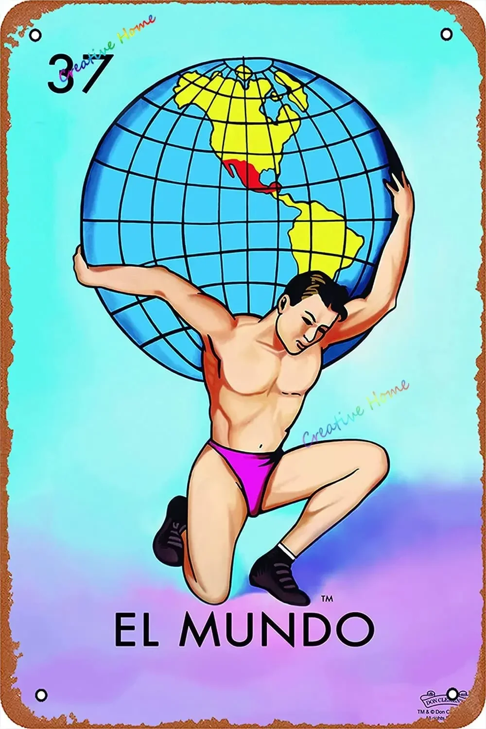 الصبار El Nopal Loteria بطاقة المكسيكي البنغو معدن القصدير تسجيل خمر النباتات النضرة جدار اللوحة ملصق البلد اللوحة 8 "x 12"