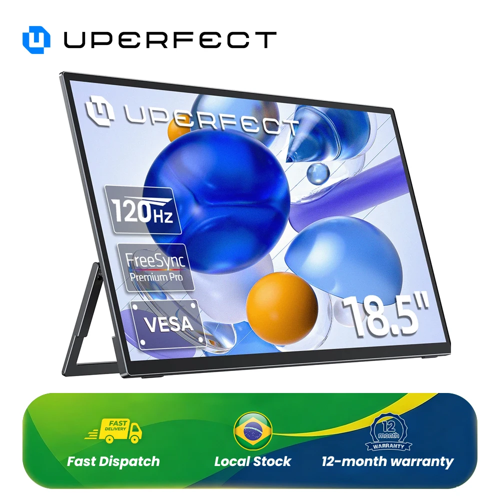 Monitor portátil UPERFECT 120Hz, tela IPS de 18.5 polegadas com suporte HDMI USB 3.1 HDR para PC Steam Deck PS5 XBOX Switch Extend Display