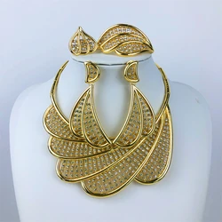 ESALE Africaian Ethnic Style Jewelry Set Dubai Nigeria Wedding Jewellery Gifts 18K Gold Plated Necklace Earrings Bracelet Ring