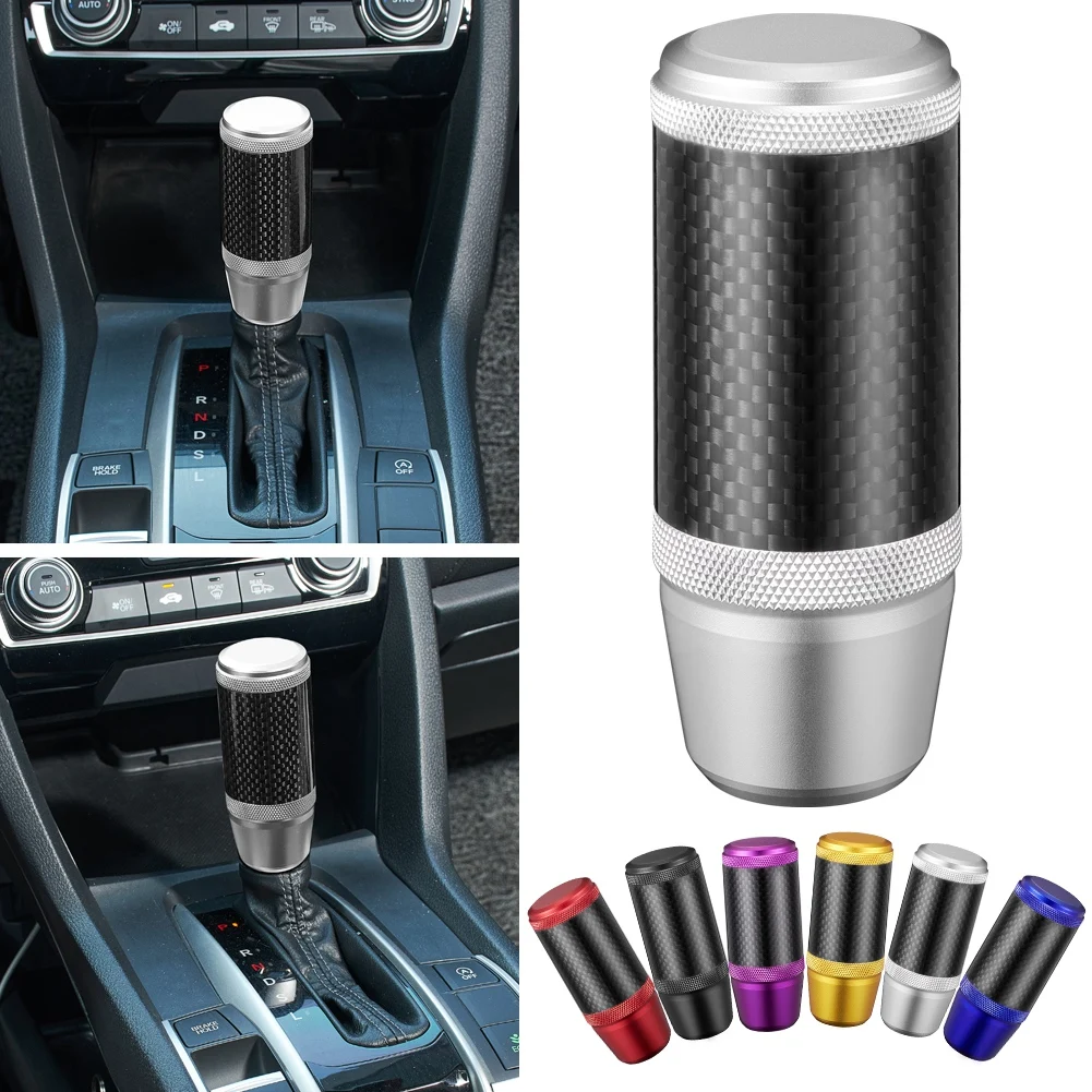 Carbon Fiber Texture Aluminum Weighted Car Gear Shift Knobs Gear Stick Fit Universal Manual Transmission Vehicle