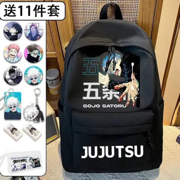 

Black White Jujutsu Kaisen Student Teens School Bags Large Capacity Mochilas Backpacks For Anime Game