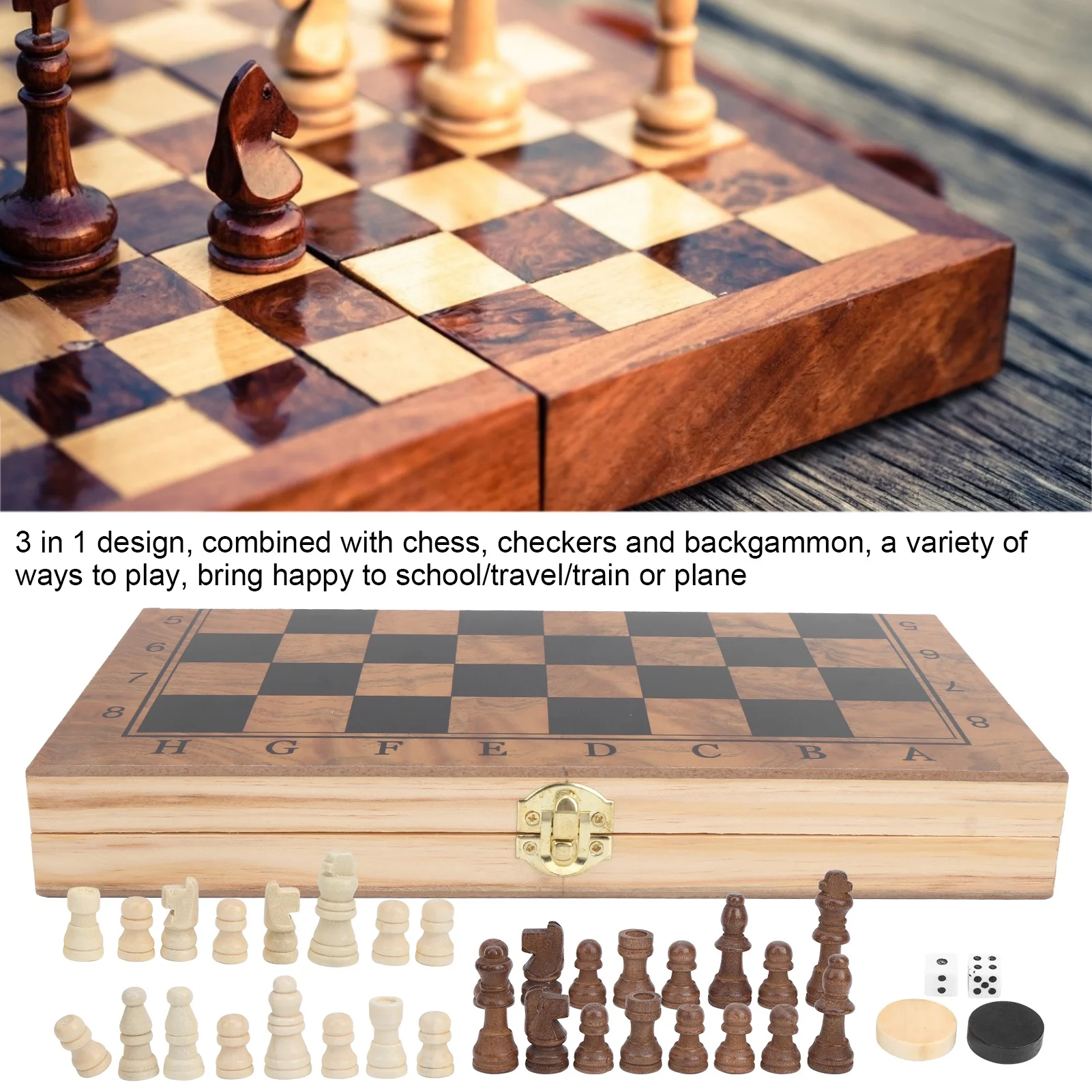 3 في 1 متعددة الوظائف قابلة للطي شطرنج خشبي لعبة الداما لعبة المحمولة المسودات مجموعة للطي الشطرنج مجلس مسودات مجلس مجموعة #5