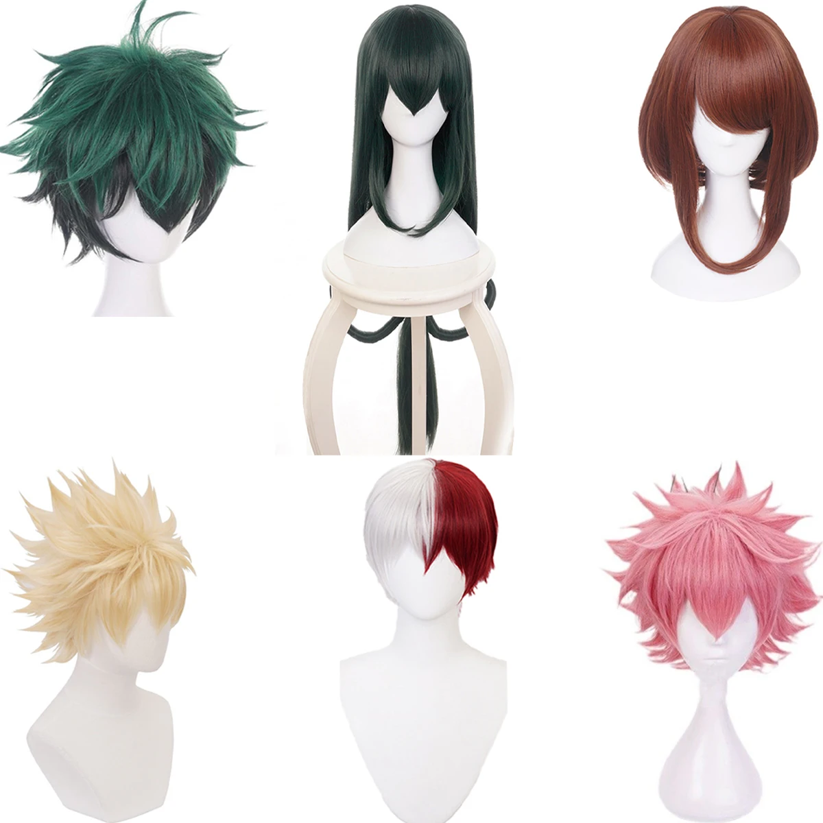 MHA Izuku Midoriya Cosplay Wig Katsuki Bakugo Figure Cosplay Hair Ochaco Uraraka Himiko Toga Froppy cos props Party Hair Wigs
