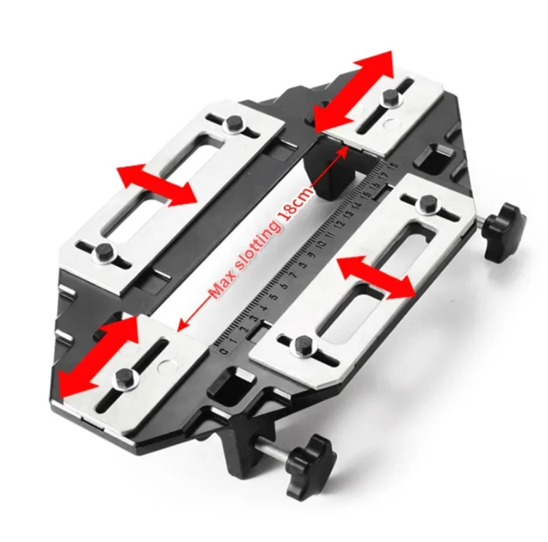 Hinge Slotting Jig, Alloy Lock Guide Plate with Router Bit for Cabinet Door Installation & Woodworking