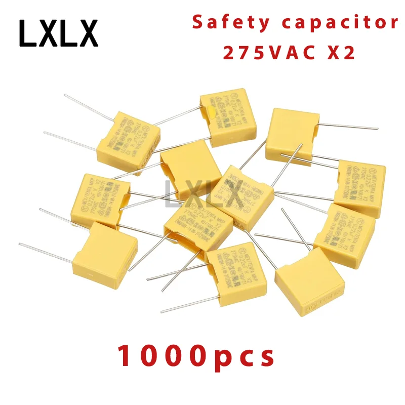 1000PCS 275VAC X2 Safety Polypropylene Film Capacitor 0.01uF 0.1uF 0.22uF 0.47uF 1uF 104K 224K 334 P10 P15 P22.5 10mm, 15mm