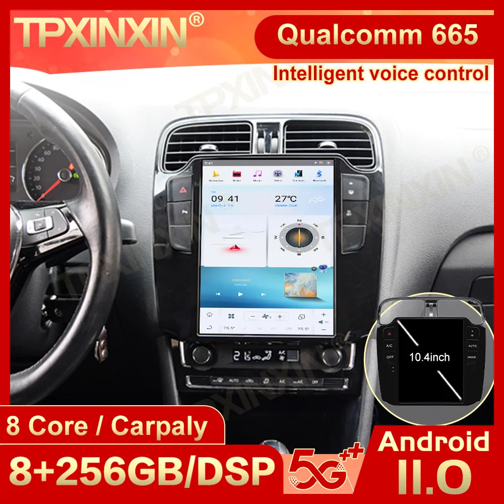 Carplay 2 Din Android 11 Tesl- Stereo For VW Polo 2011 2012 2013 2014 2015 2016 2017 2018 GPS Radio Receiver Player Head Unit