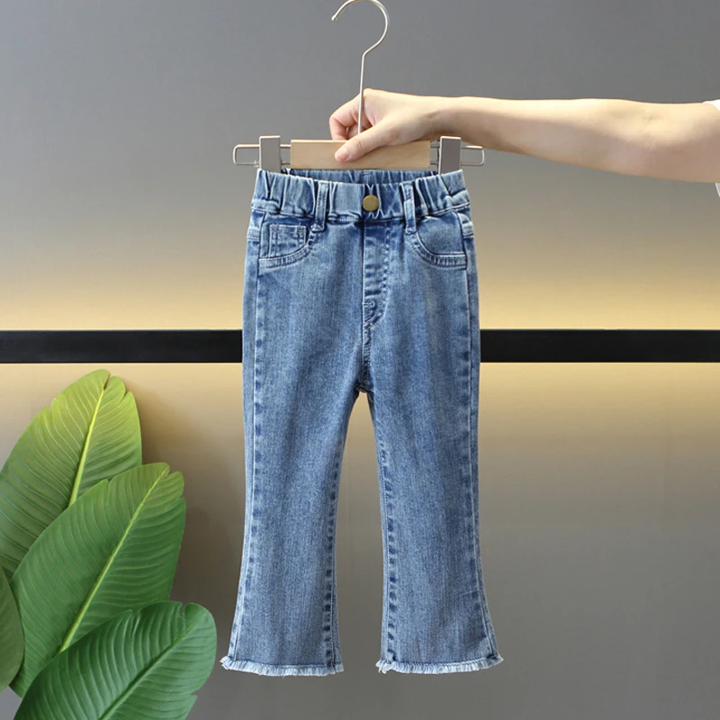 Girl's Micro Flare Split Pants Spring and Autumn Korean Style Trendy Little Girl's Fashionable Soft Jeans and Fashionable Pants