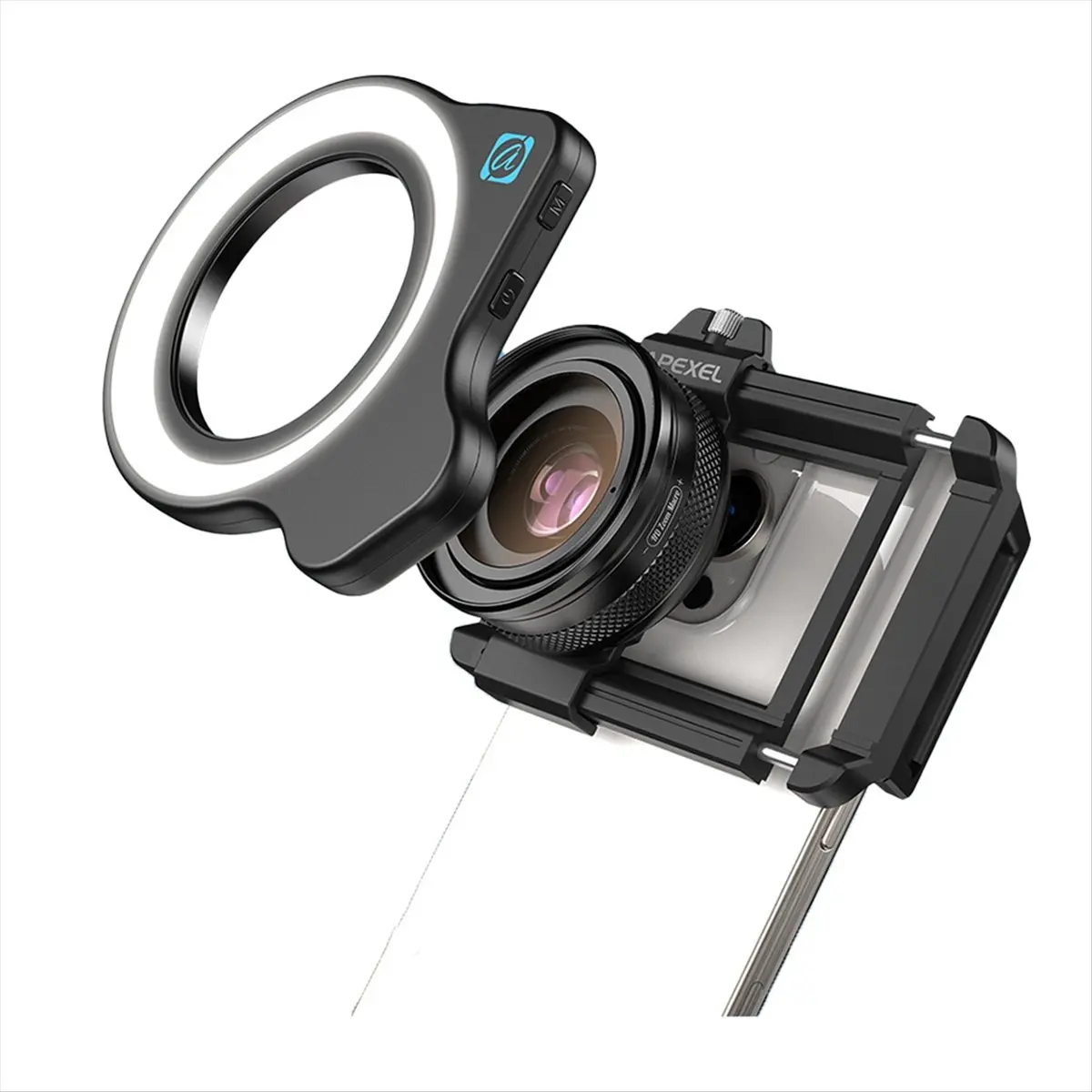 【DT56】10-20X Zoom Macro Lens HD Micro-Type Phone Camera Lenses with LED Fill Light for Smartphones Eyelash Macro