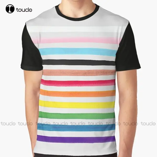 Progress Pride Stripes Graphic Gay Pride Flag Transgender Flag T-Shirt Custom Aldult Teen Unisex Digital Printing Tee Shirts