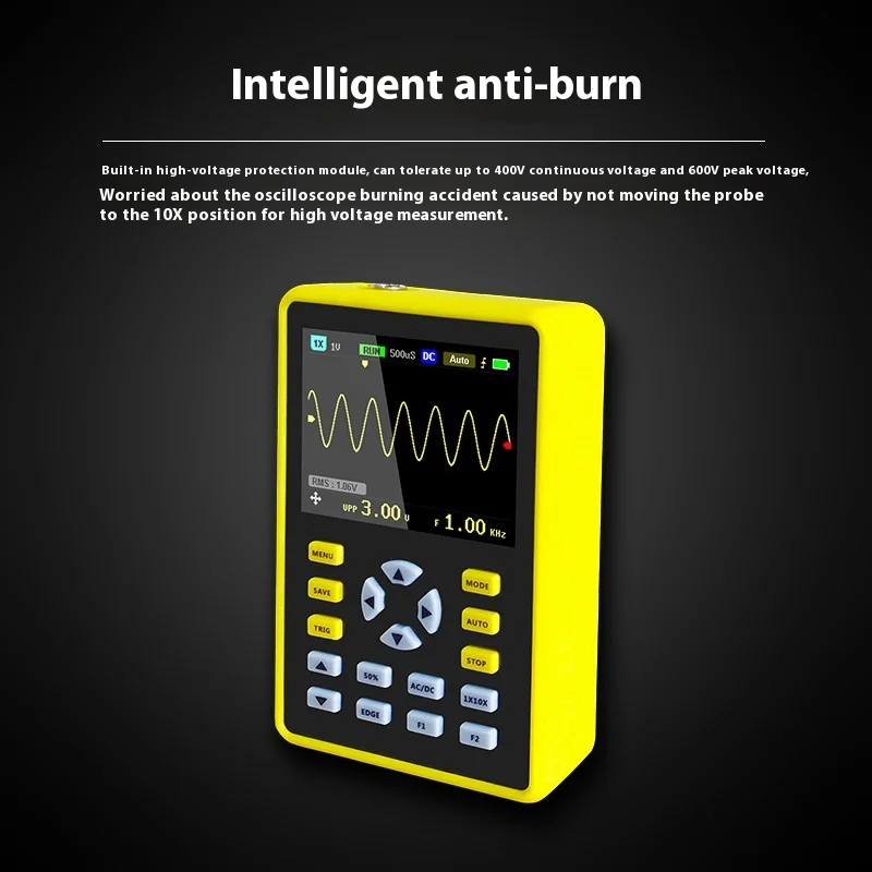 Fnirsi 5012h Handheld Digital Oscilloscope 500ms/S Sampling Rate 10mhz Analog Bandwidth 2.4 Inch Support Waveform Storage Custom