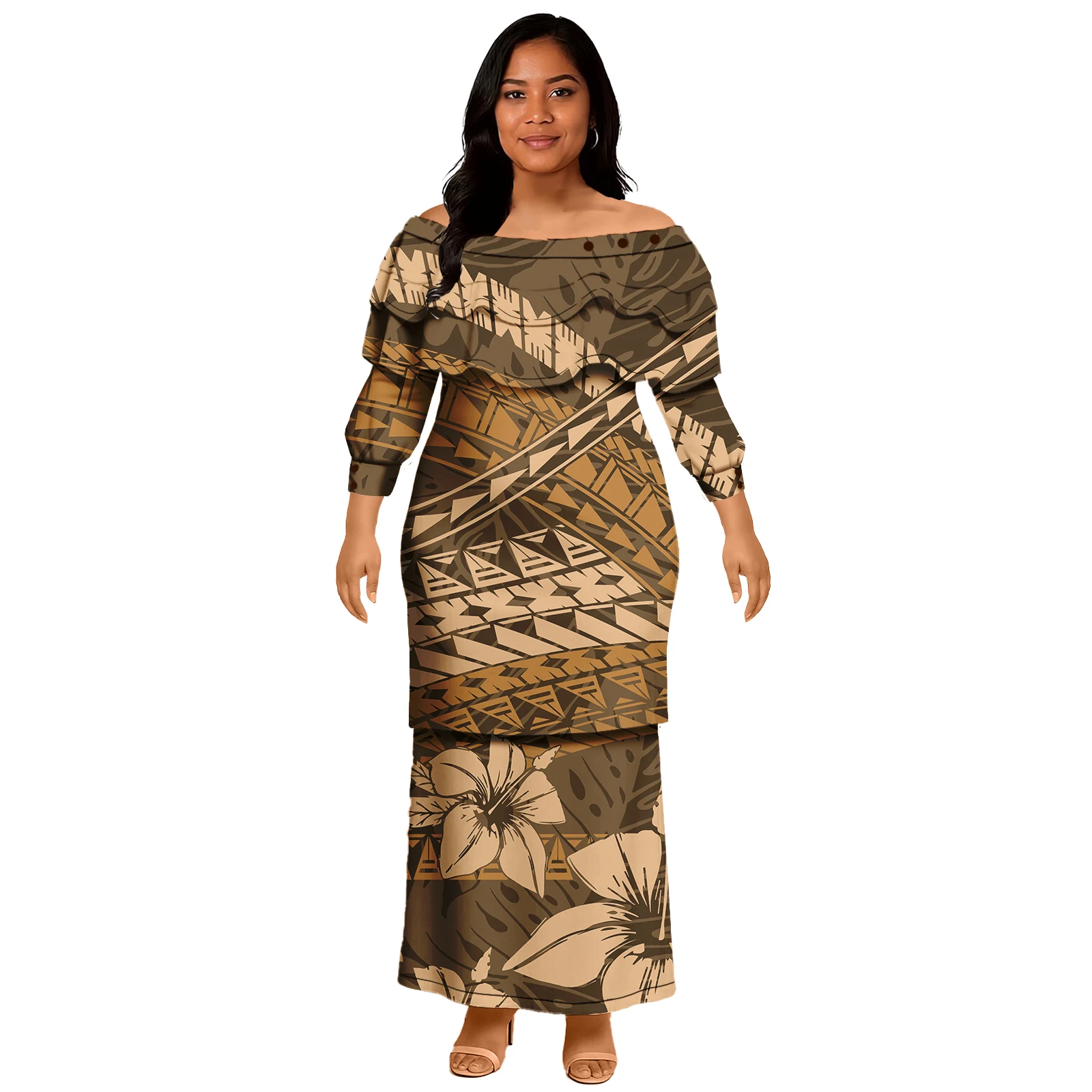 Women's Dress Asia & Pacific Islands Clothing Samoa Puletasi Polynesian Tribal Samoan Elegant Dress Long