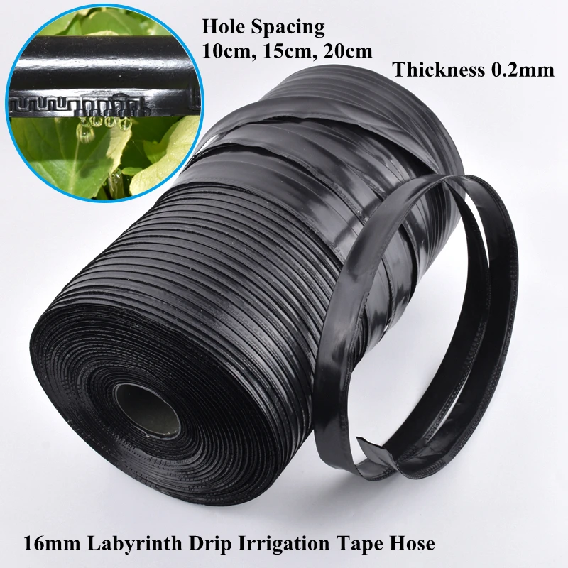 1000m 16*0.2mm Hose Labyrinth Drip Irrigation Belt Greenhouse Irrigation Drip Tape Farm Water Saving Irrigation Rain Drip Hose