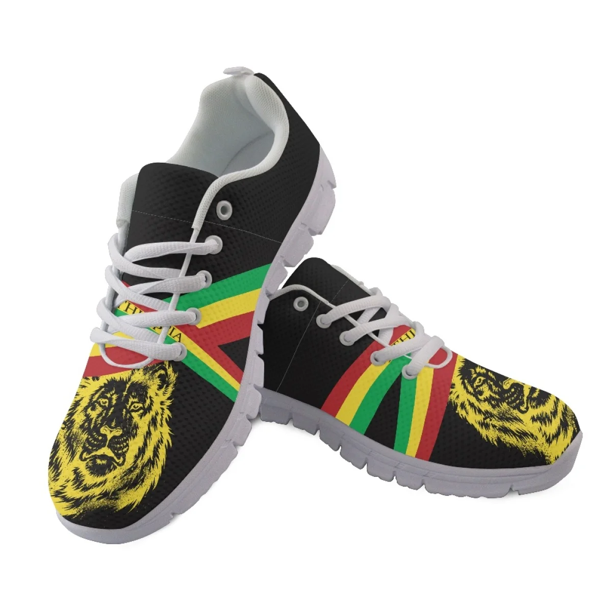 Women's Running Sneakers Ethiopia Flag Lion Of Judah Design Flat Shoes for Ladies Wear Resistant Walking Footwear Zapatillas