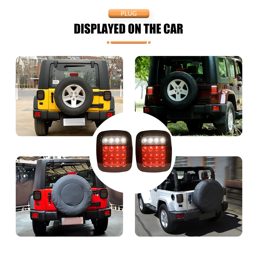 1Pair LED Tail Lights for Jeep Wrangler TJ CJ Reverse Lights,Brake Reverse Light Rear Back Up Lights Daytime Running Lights