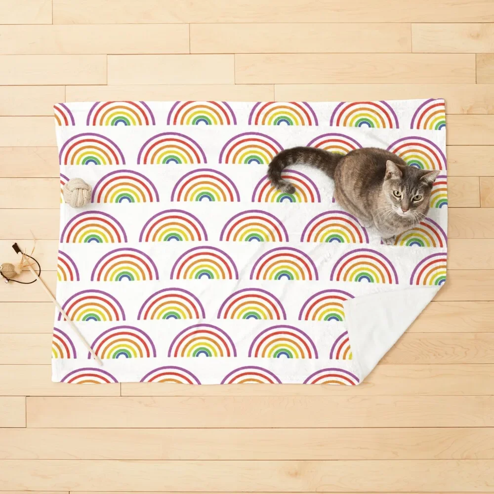 Rainbow Colourful Flannel Pet Blanket Throw King Queen Size Super Soft Warm Lightweight for Sofa Couch Car Bed for Cats Dogs