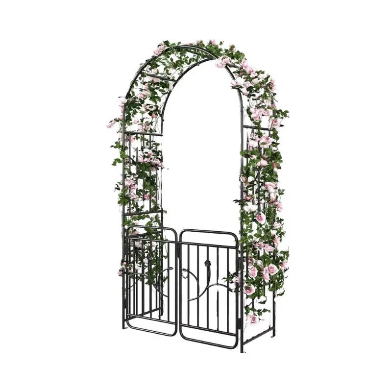 Black Metal Garden Arbor Gate Outdoor Wedding Arch Ceremony Arches for Backyard Lawn Patio Garden Decoration Climbing Plants