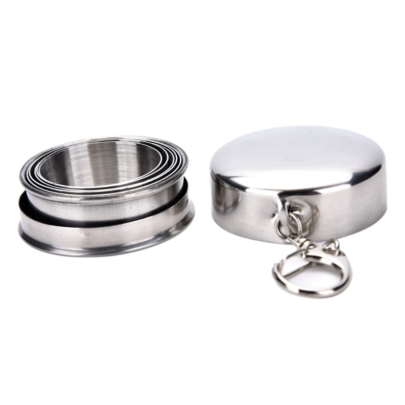 

1Pcs Stainless Steel Folding Cup Travel Tool Kit Survival EDC Gear Outdoor Sports Mug Portable for Camping Hiking