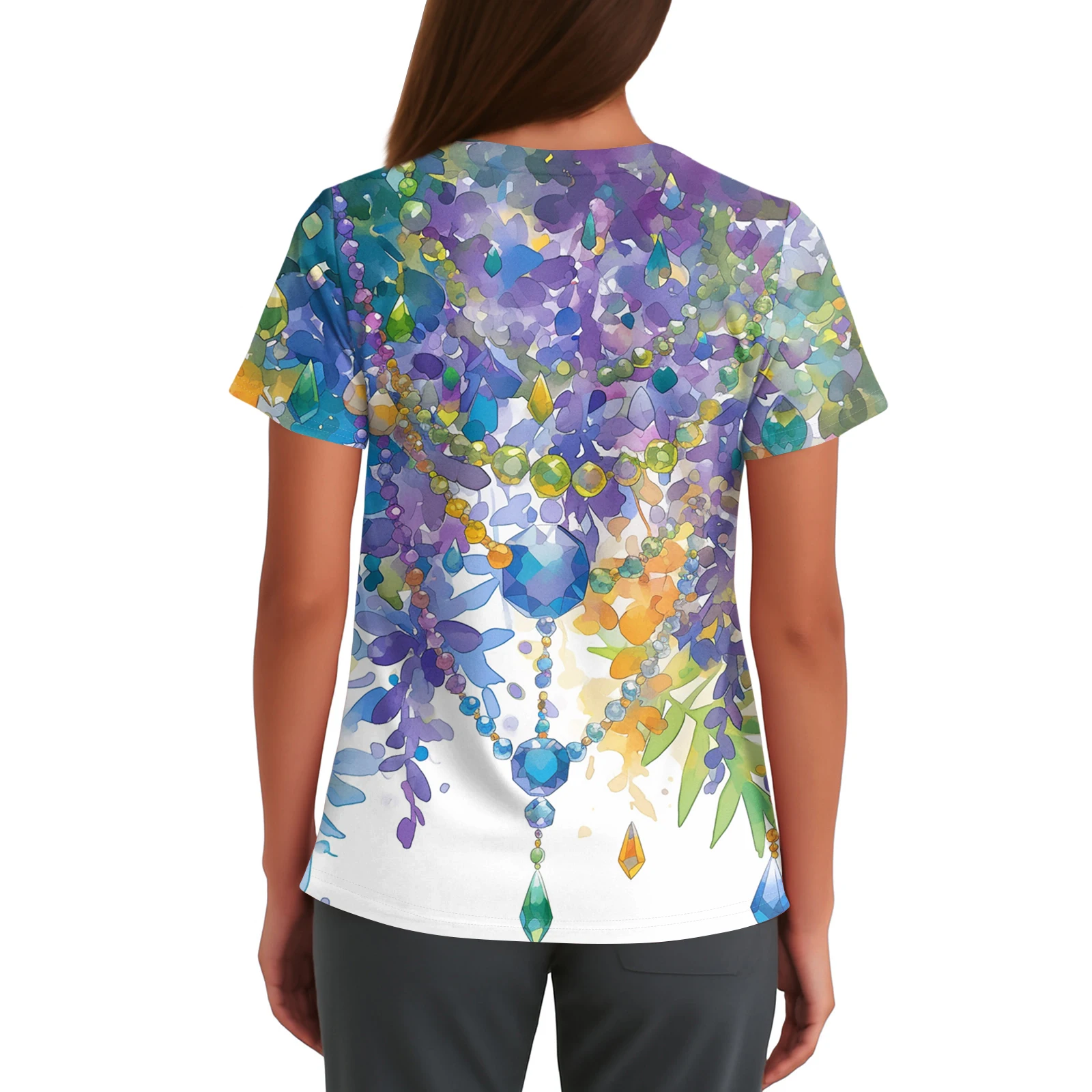 Uniformes de enfermeira feminina manga curta pulôver básico com decote em v camisetas moda reuniões e passeios topos versátil carnaval topos