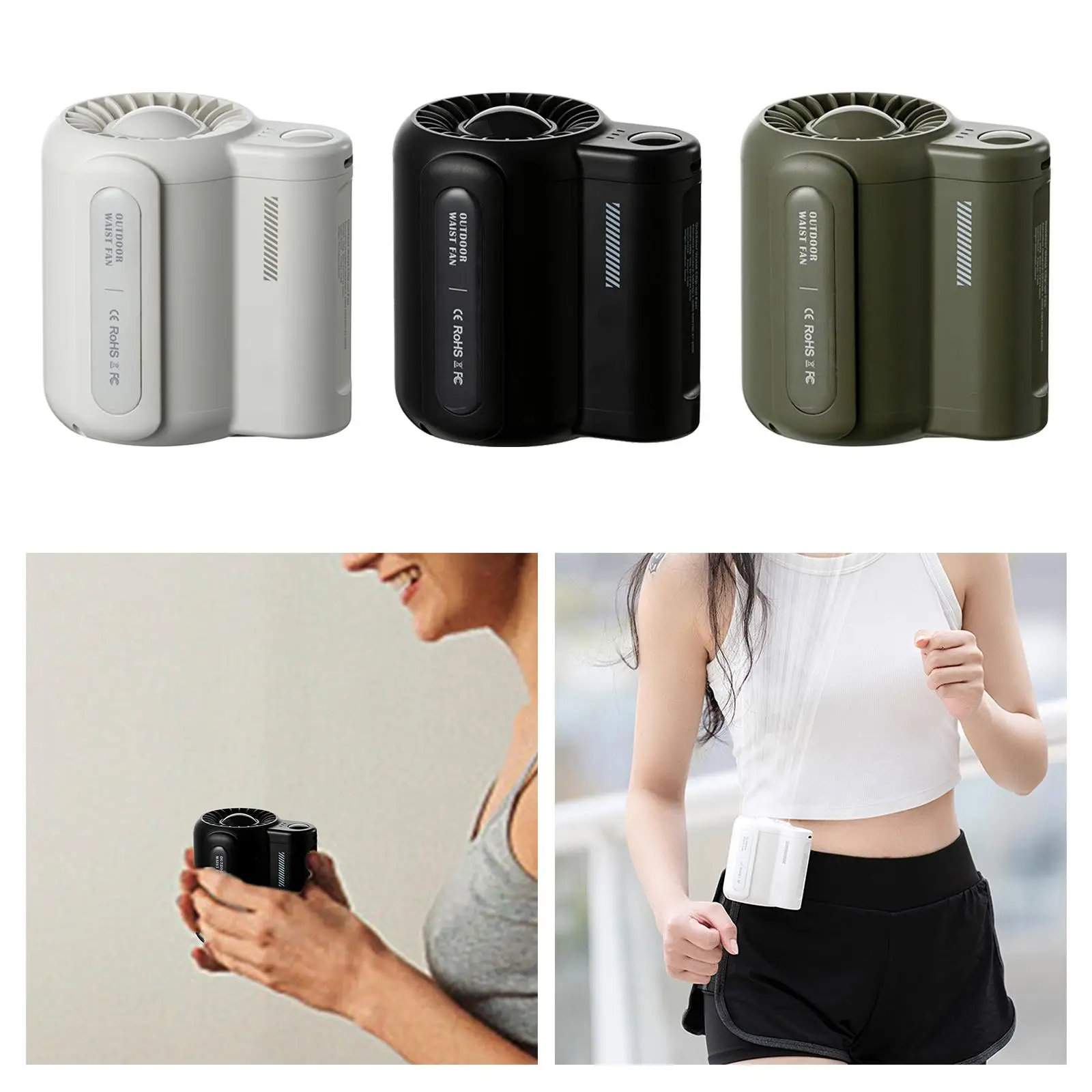 

Belt Fan 3 Speeds Wearable Hands Free Waist Clip Strong Wind Handheld for Outdoors Electric Unisex Waist Fan Waist Clip Fans