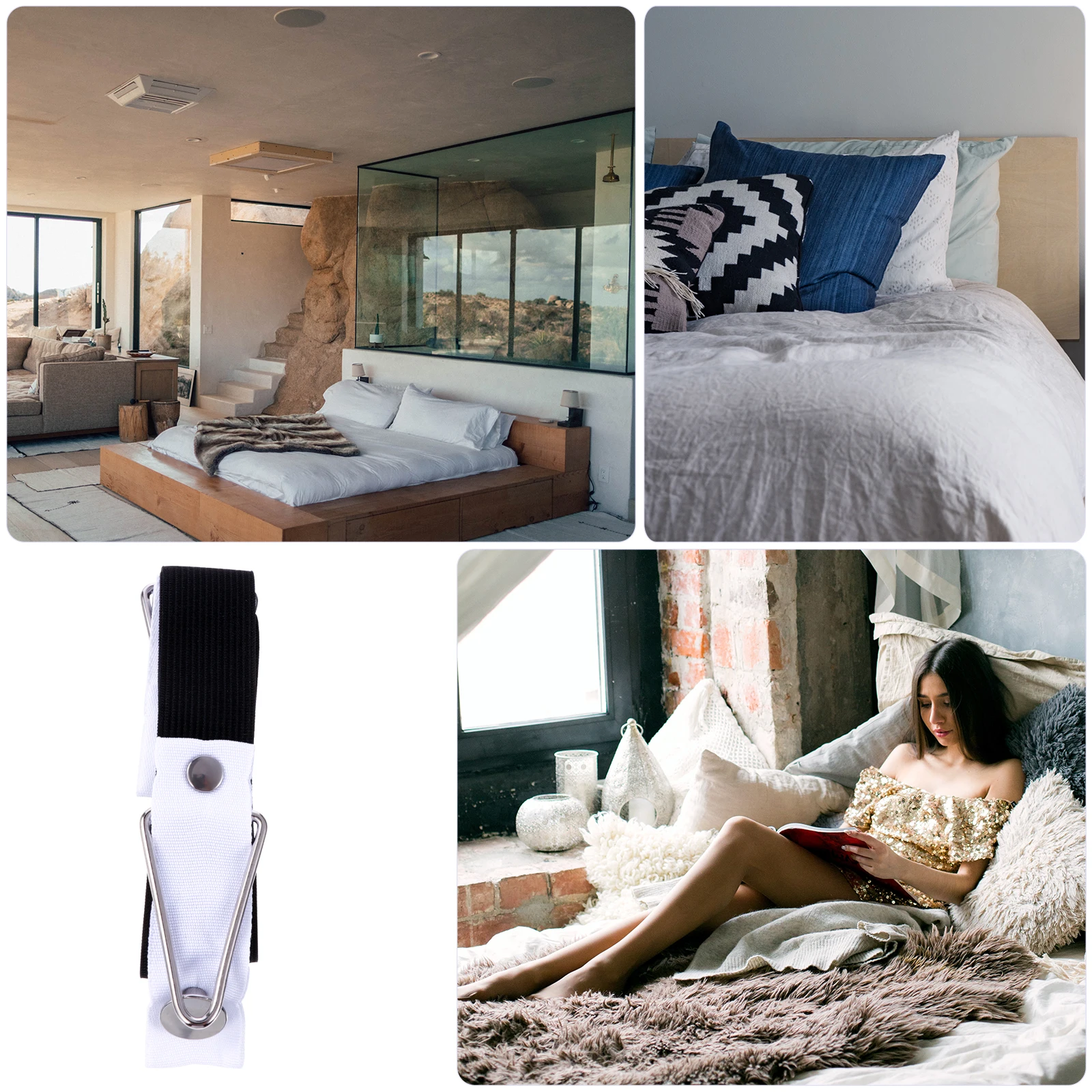 

4pcs Bed Sheet Holders Adjustable Thick Fitted Sheet Clips Quilt Fastener Snap Lock Type Snaps For Mattress Pads Bed