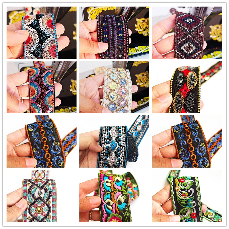 Kolorowy etniczny styl hafty koronki Handmade Diy kołnierzyk mankiety spódnica zasłony tekstylia domowe buty kapelusze torby dekoracje