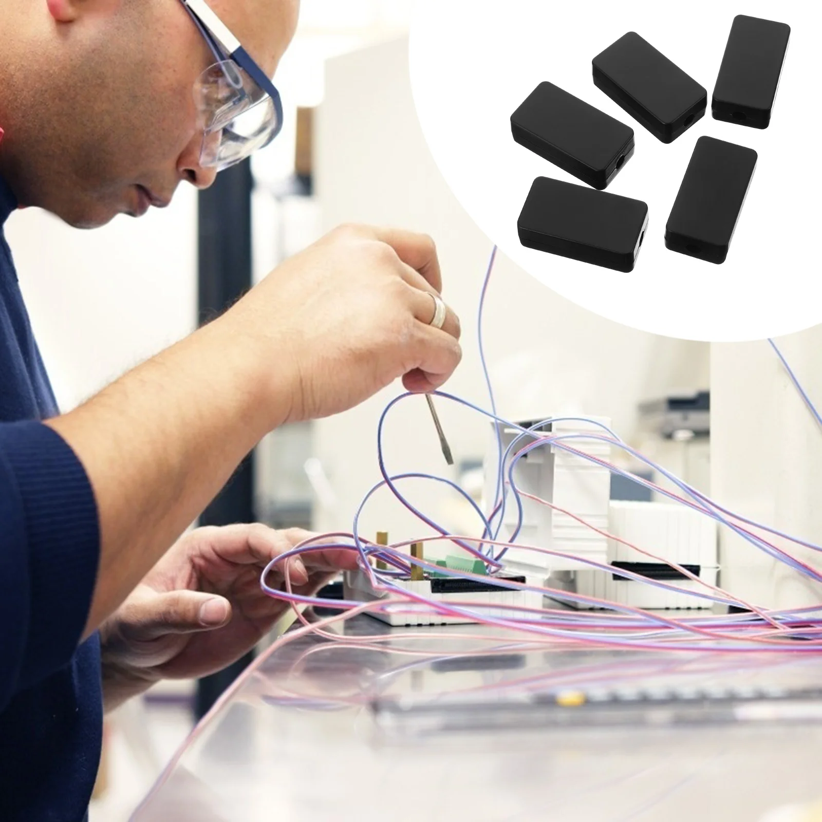 5 قطع من البلاستيك ABS الأسود صندوق وصلات كهربائية مقاوم للغبار ومقاوم للماء لمشاريع الإلكترونيات ذاتية الصنع أدوات كهربائية