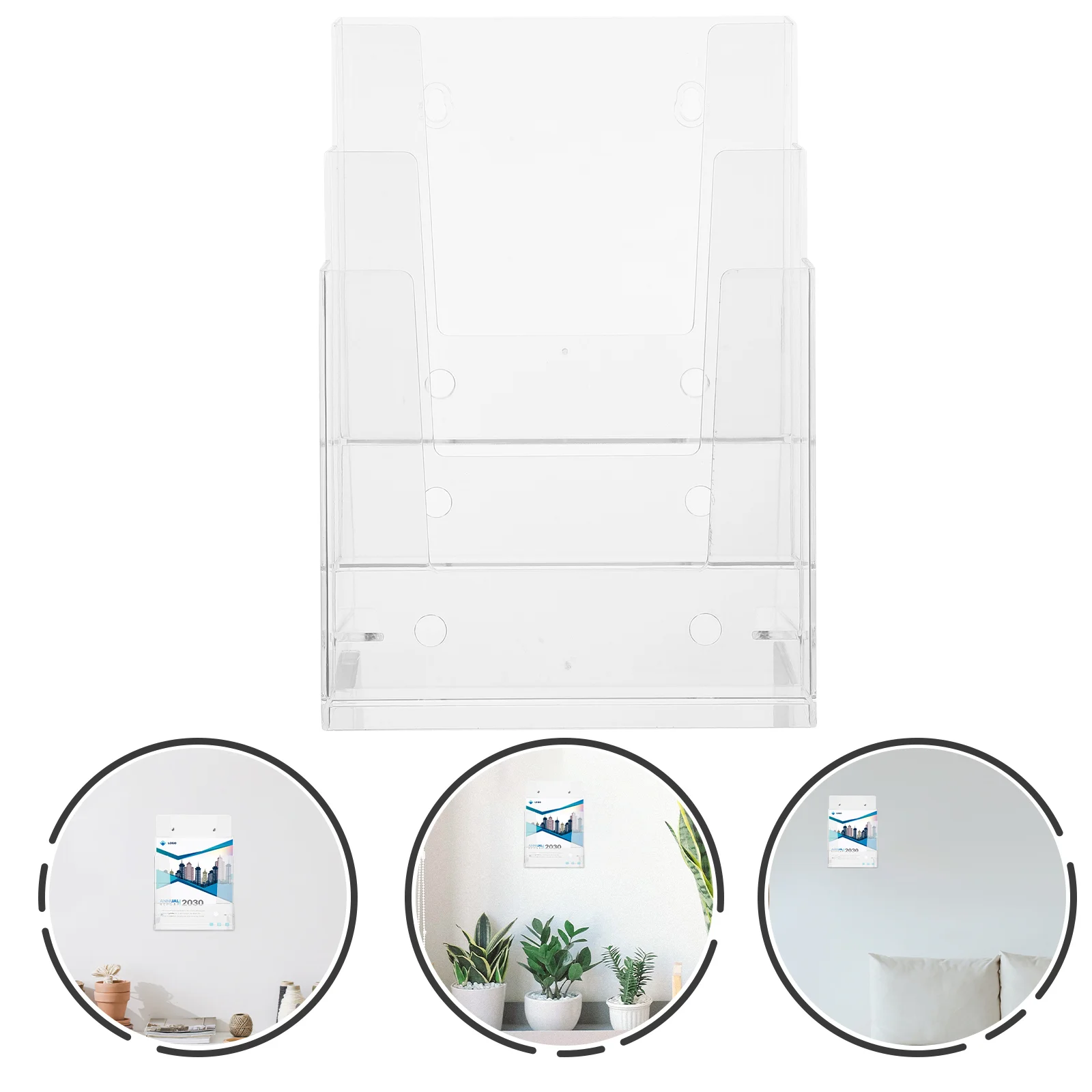 

2 Pcs Wall Display Stand Outdoor Brochures Holder Multi Tier Literature Clear Post Card Document for Counter Desktop Shelves