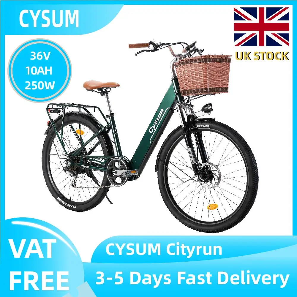 CYSUM Cityrun Electric Bike, Adult Electric Bike, 250W Motor, 36V 10Ah Battery, Urban Electric Bike for Men and Women