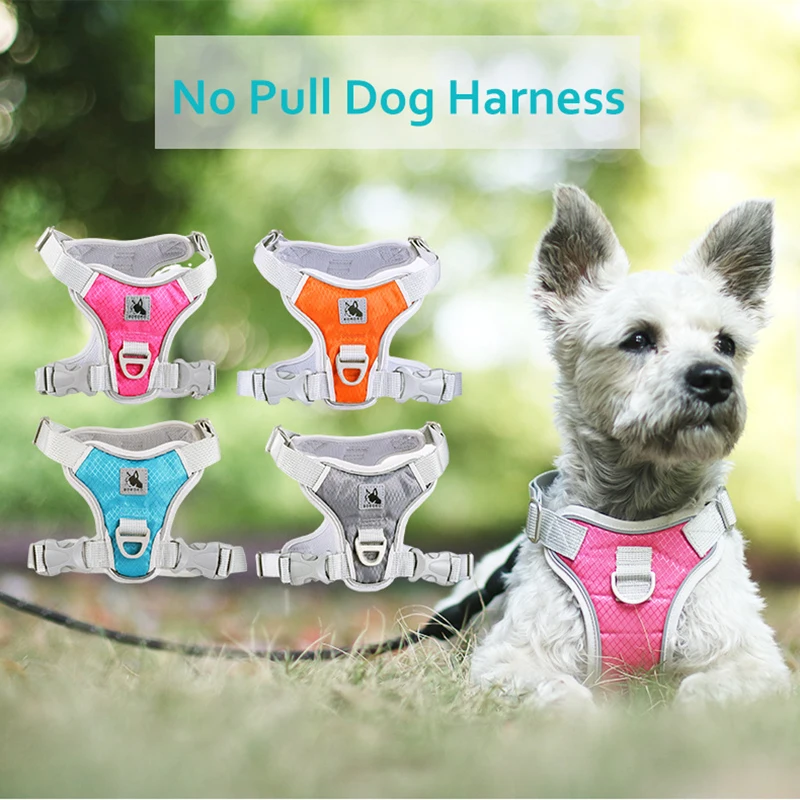 Pet Dog Harness Vest Soft lining Adjustable Reflective Small Medium Dogs Harness Collar Breathable Walking Training Pet Products