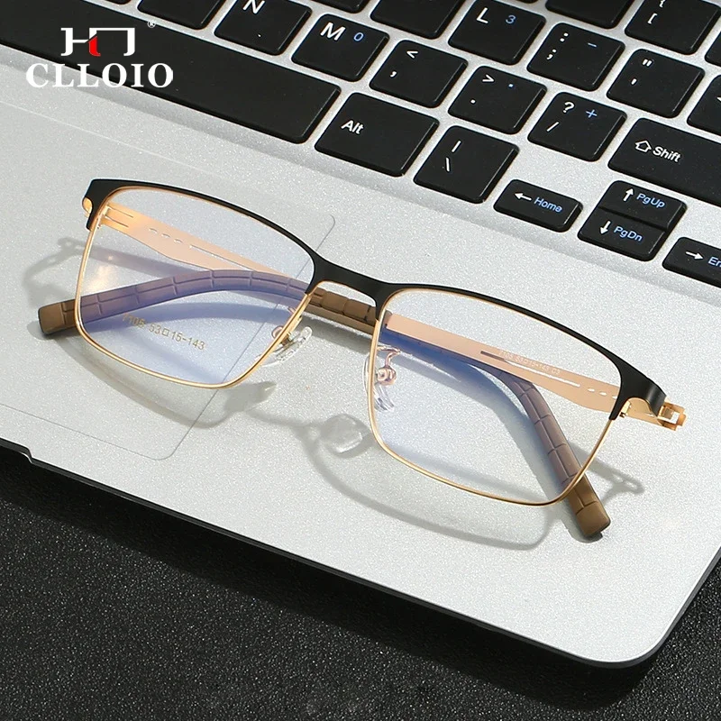 CLLOIO Lightweight Titanium Frame Screwless Reading Glasses Anti Blue Ray Men Optical Myopia Eyewear Custom Prescription Glasse