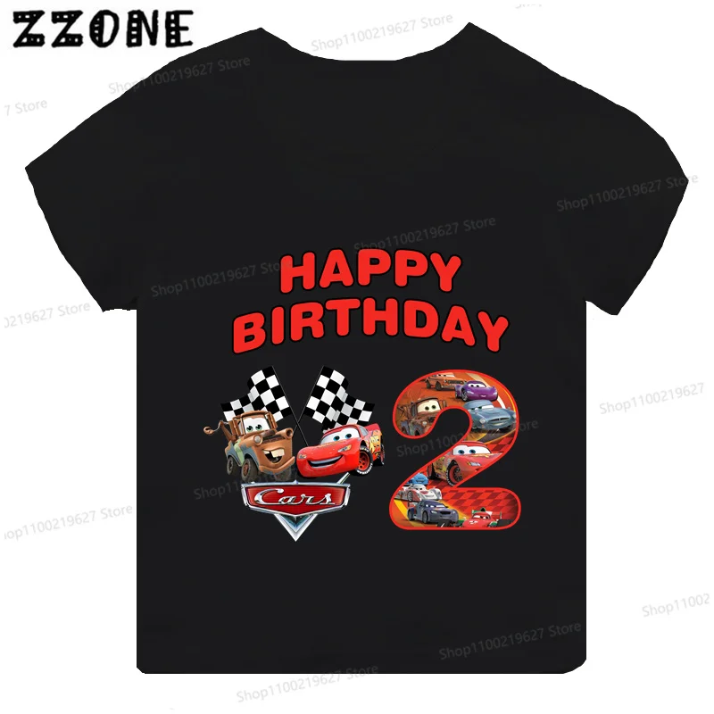 Car Pixar Lightning McQueen Print Kids T shirt 1 2 3 4 5 6 7 8 9 Years Birthday Cartoon Boys Girls Clothes Baby Children T-Shirt