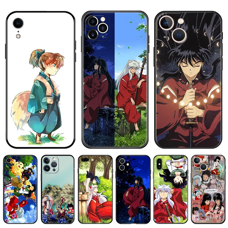 Black Soft Phone Case for Apple iphone 16 15 14 13 12 Mini XS 11 Pro Max XR 7 8 Plus X 16ProMax Inuyasha Sesshomaru Anime Cover