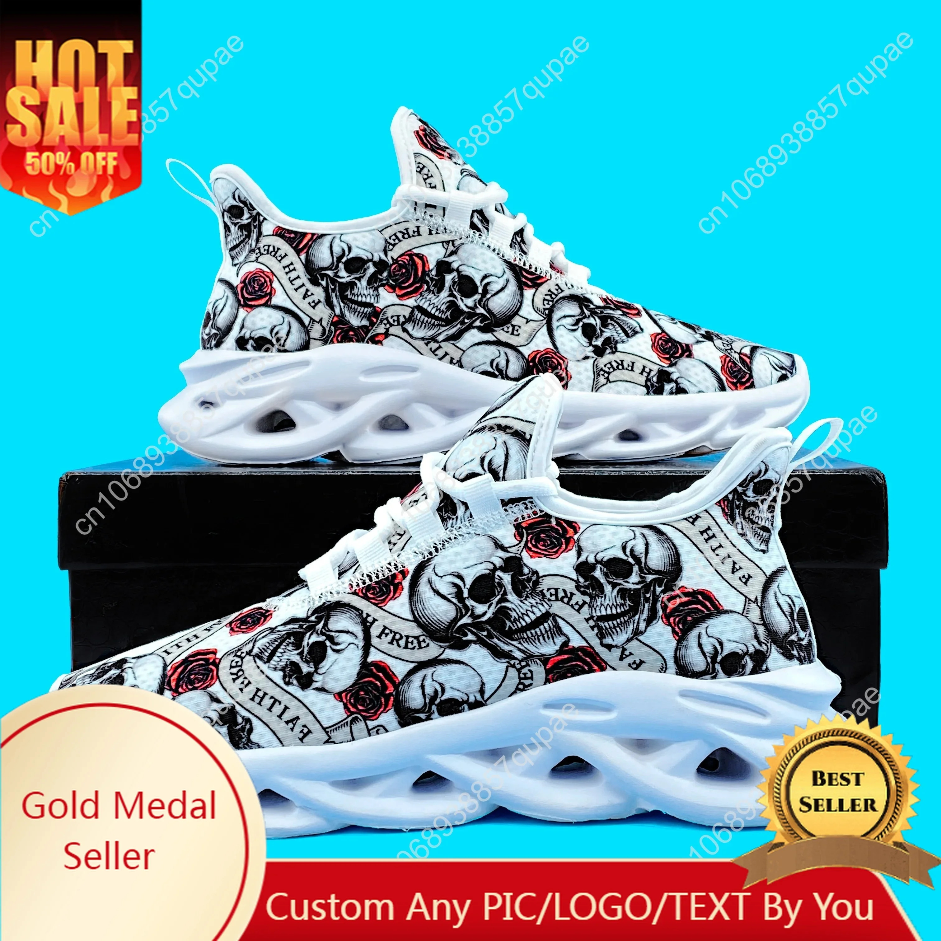 

Halloween Skulls And Flowers Pattern Flats Sneakers Mens Womens Sports Running Shoes High Quality DIY Sneaker customization Shoe