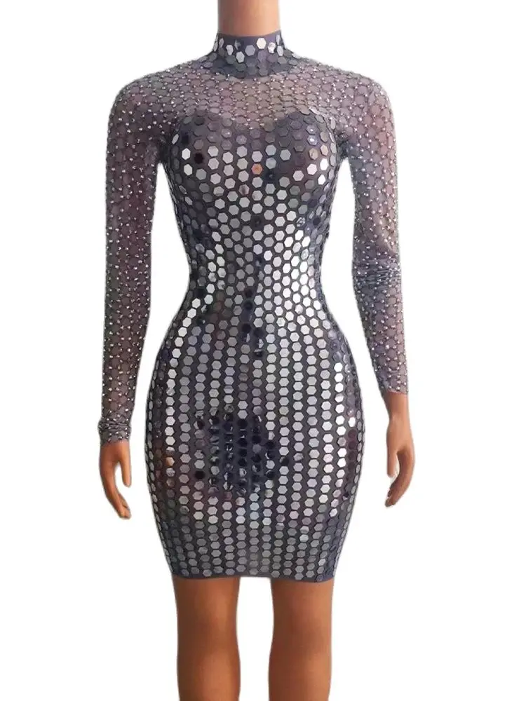 High Quality Rhinestone Sequin Sexy Elastic Hip Hugging Dress 2024 New Fashionable Custom Women'S Clothing