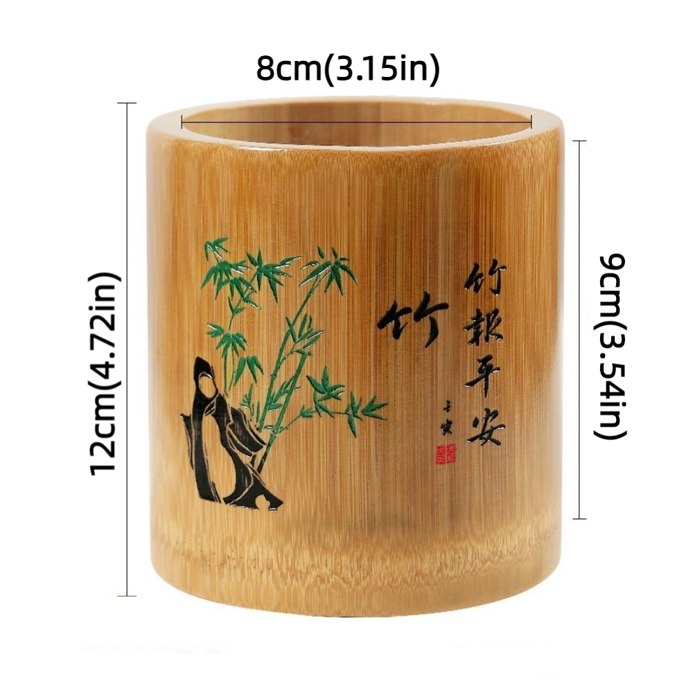 Multifunctional Desktop Storage Box Chinese Style Cylindrical Pen Holder Plum Blossom Chrysanthemum Pencil Box Cosmetics