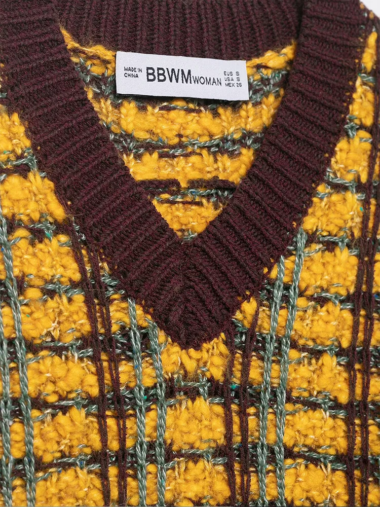 Chaleco de punto texturizado con cuello en V, versátil, elegante, sencillo, a la moda, estilo europeo, para mujer